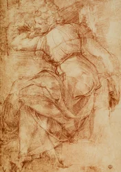Studie voor de Libische Sibyl op het plafond van de Sixtijnse Kapel, Michelangelo